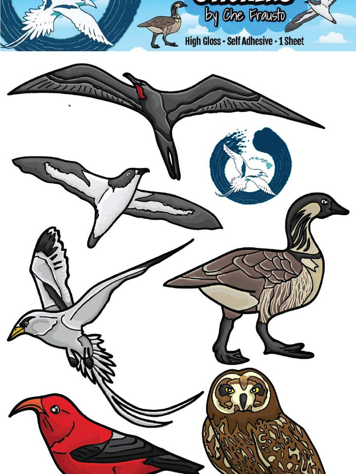 Feuille d'autocollants Oiseaux d'Hawaï pour la vente par Advance Wildlife Education LLC