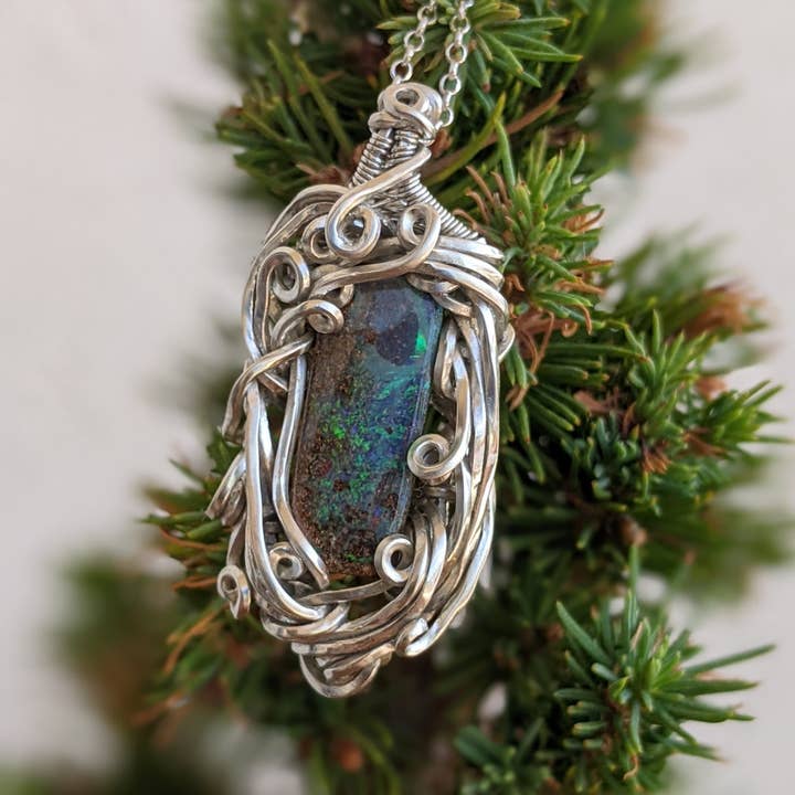 Le Tourbillon Minéral - Wholesale Individual Charm/Pendant - Sterling Silver Boulder Opal Pendant1