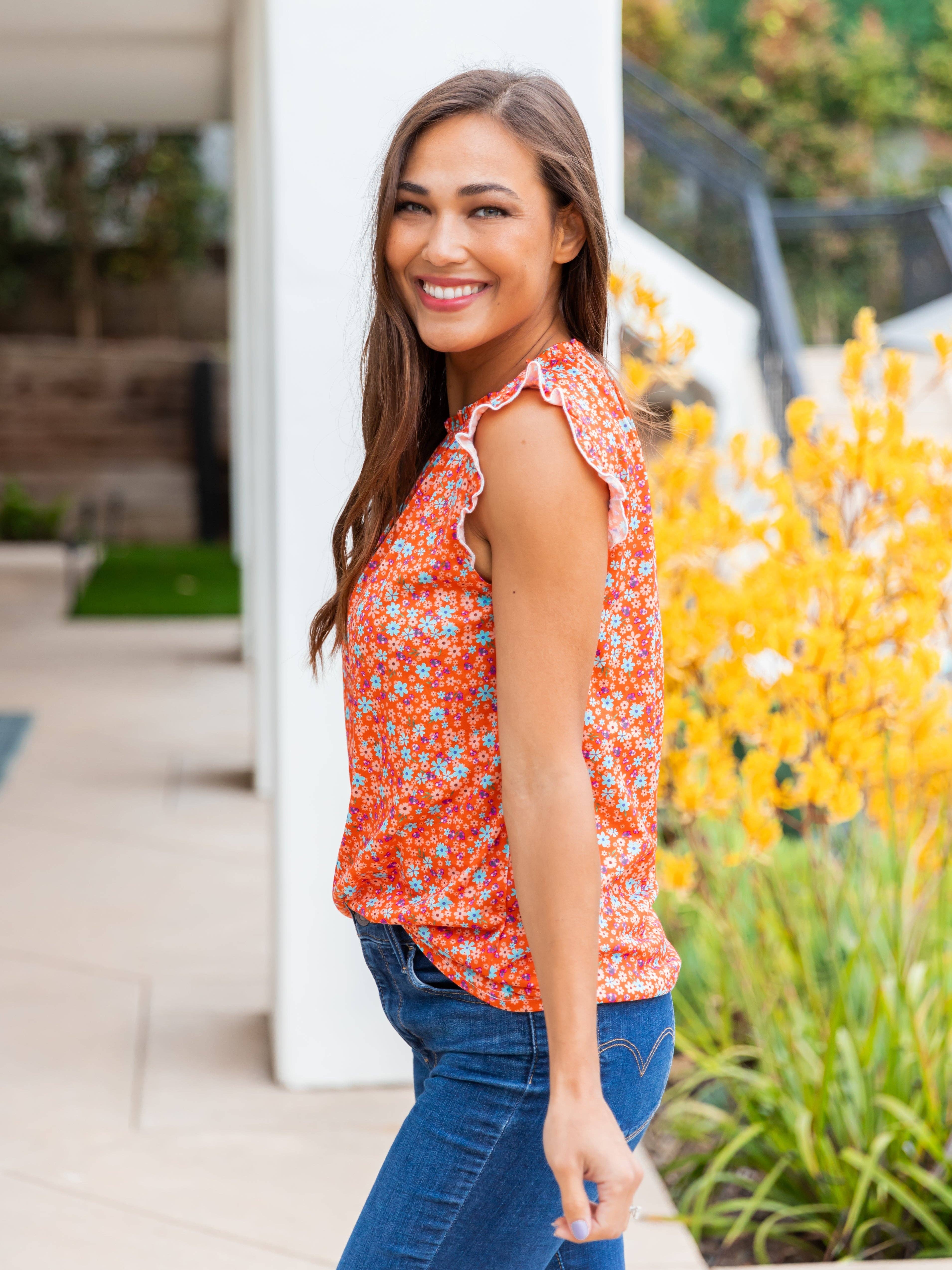 Tickled Teal - Wholesale Blouse - Women's - Perfect Shoulder Ruffle Blouse12