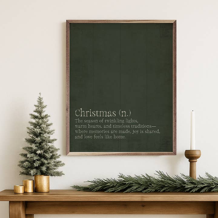 Kendrick Home - Wholesale Wood Wall Art - Christmas Definition Green2