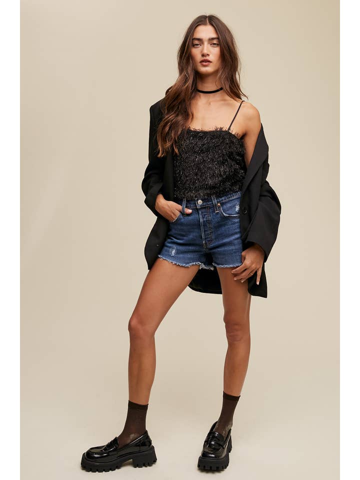 Listicle - Wholesale Camisole - Women's - Metallic Eyelash Knit Cami Top LT131532