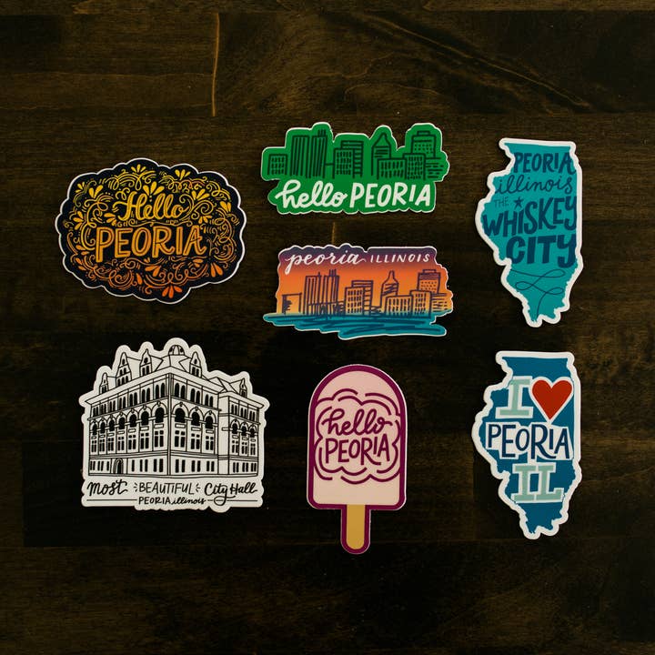 Lettering Works - Wholesale Sticker - Hello Peoria, Illinois Vinyl Sticker3