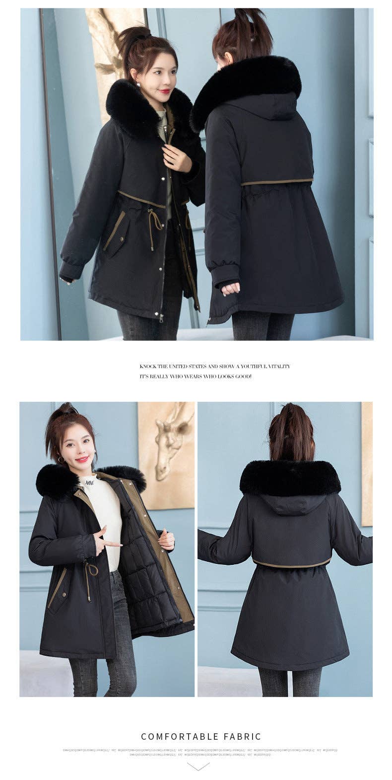 Marayn - Wholesale Parka - Women's - Chic 2025 Detachable Liner MidLength Winter Parka9
