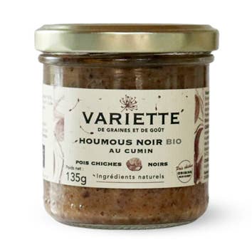 Organic black hummus with cumin - BLACK ancient chickpeas for wholesale by VARIETTE