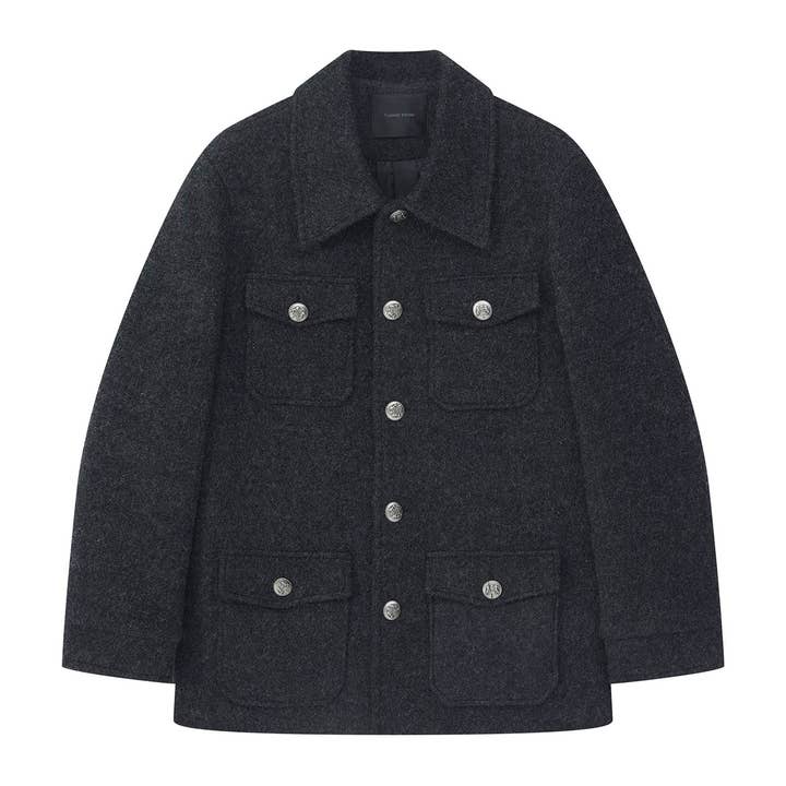 Anthracite gray military jacket for wholesale by Vanida Dang