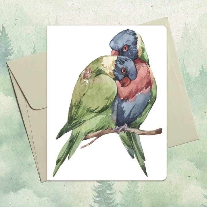 Handmade lorikeet bird greeting card for wholesale by Soul Familiar
