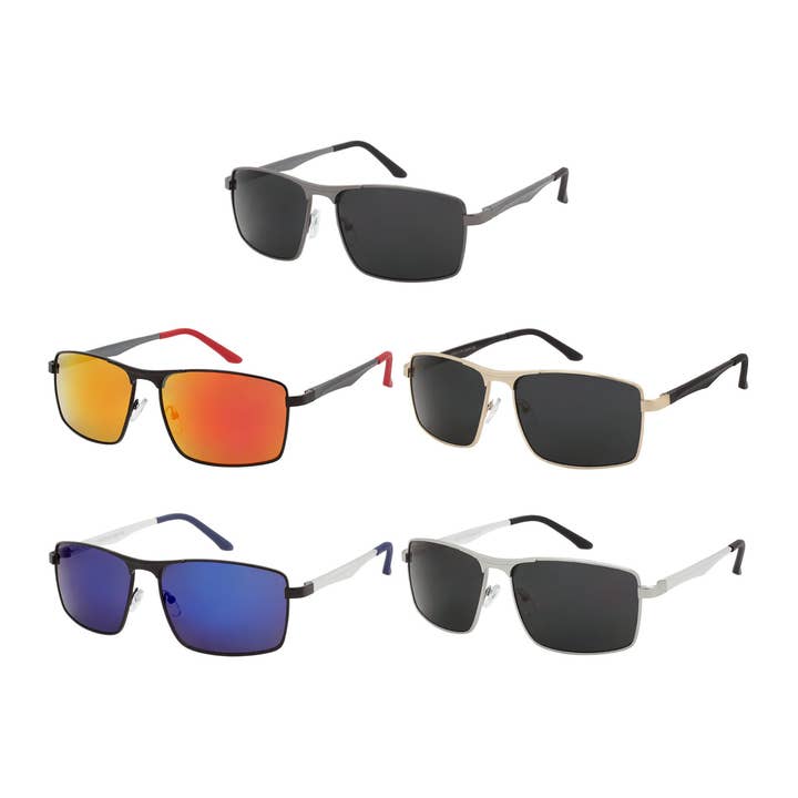 Shark Eyes, Inc - Wholesale Sunglasses - Men's - Square Mens Sunglasses Aviator Aluminum Spring Hinge Sunglas