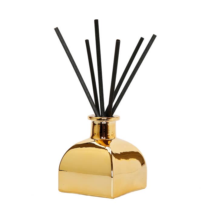 Quadratischer goldener Reed-Diffusor „Iris & Rose für den Großhandel von VIVIENCE