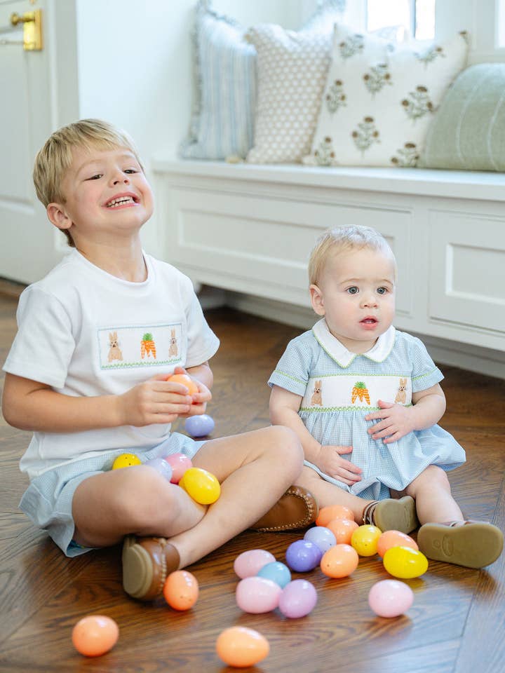 Ruth and Ralph - Wholesale Top & Short Set - Kids - Easter Bunny and Carrots Smocked Beau T-Shirt/Shorts Set7