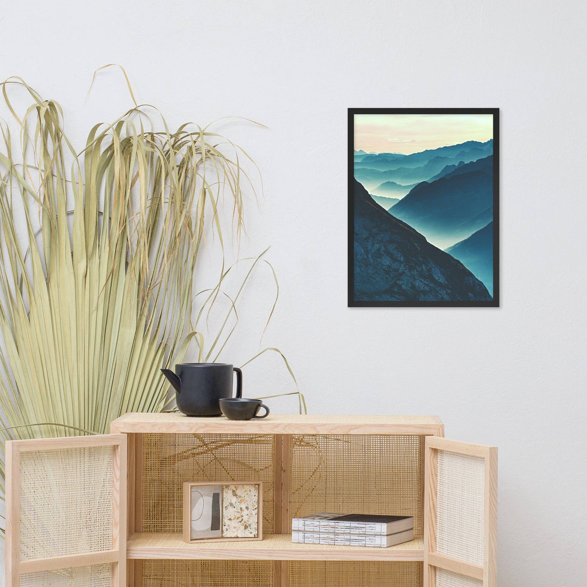 Pipa Wall Art & Home Decor – wholesale Art print – Misty Blue Silhouette Mountain Range Photo Framed Art4