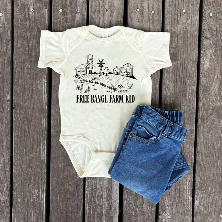 Sage & Soil - Wholesale Bodysuit (non-footed) – Baby - Free Range Farm Kid Infant Bodysuit2