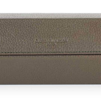 Olive Green Richmond Leather Watch Roll for wholesale by David Hampton