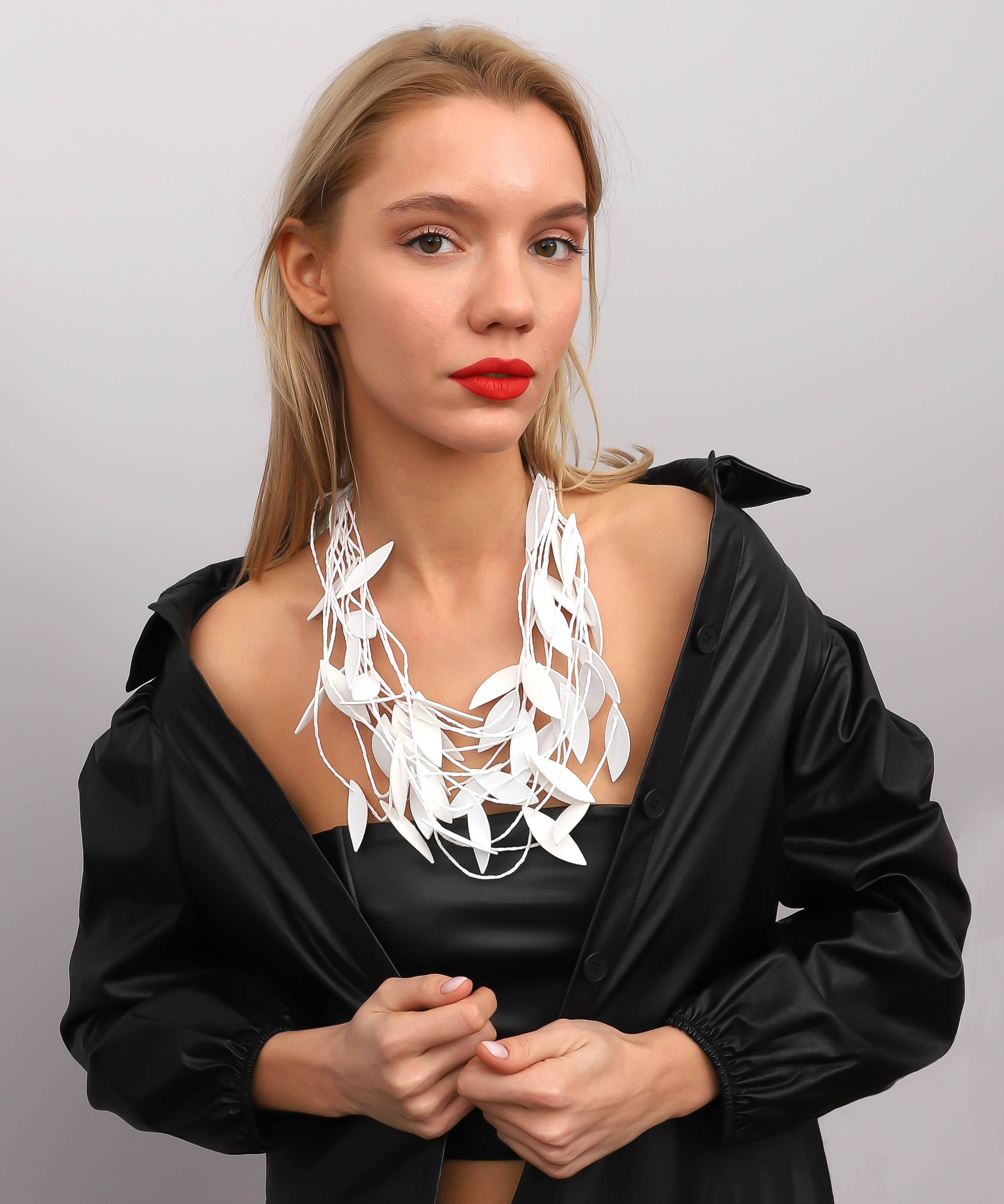 AVENS - Wholesale Jewelry Set - Handmade special design leather leaf jewelry set16