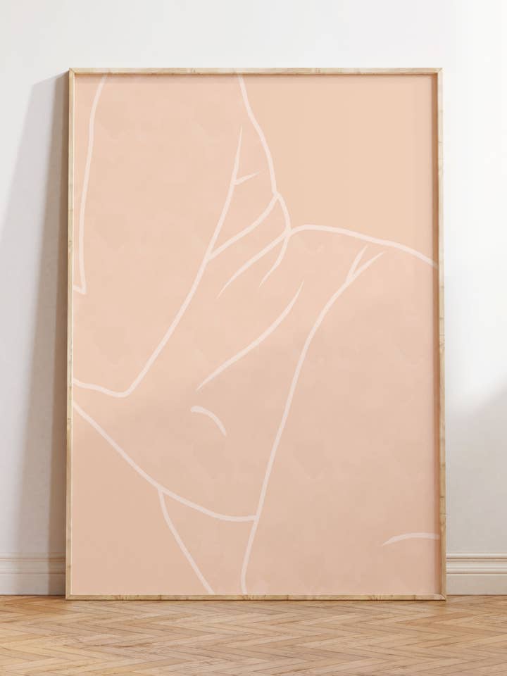 Curves Line Art Print - Beige achtergrond voor wholesale door Illustrations Its Funny Howww Inc