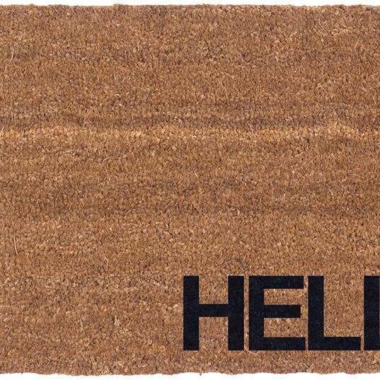 Hello Vinyl Coir Doormat for wholesale by CocomatsNMore