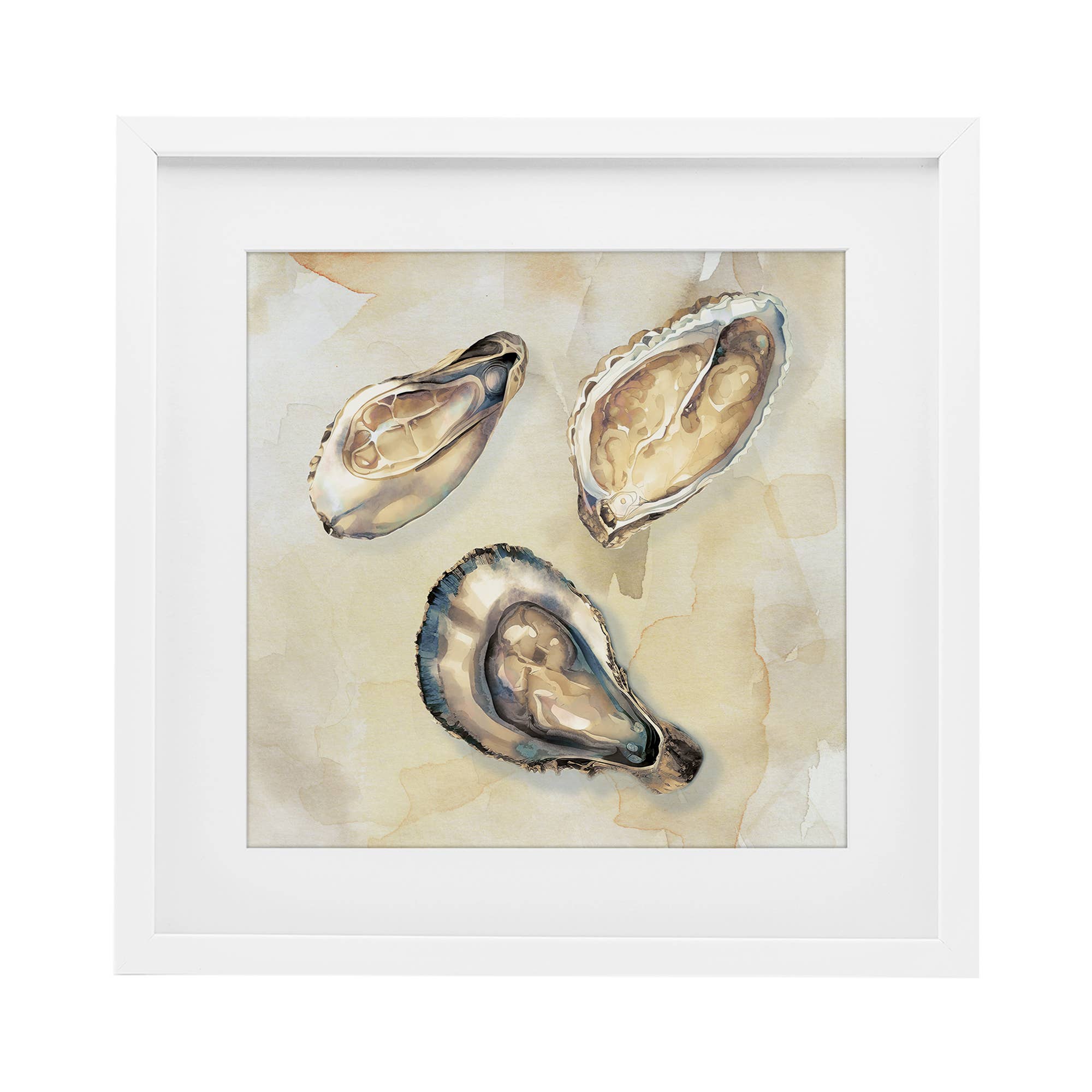 Stupell Industries - Wholesale Wall Sign - Oyster Trio on Beige - Print Under Glass Wall Art12