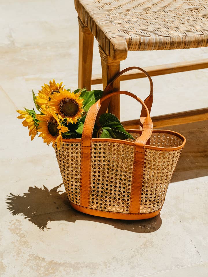 Andrea handgjord shopper i rotting med läderdetaljer för wholesale av Pink Haley