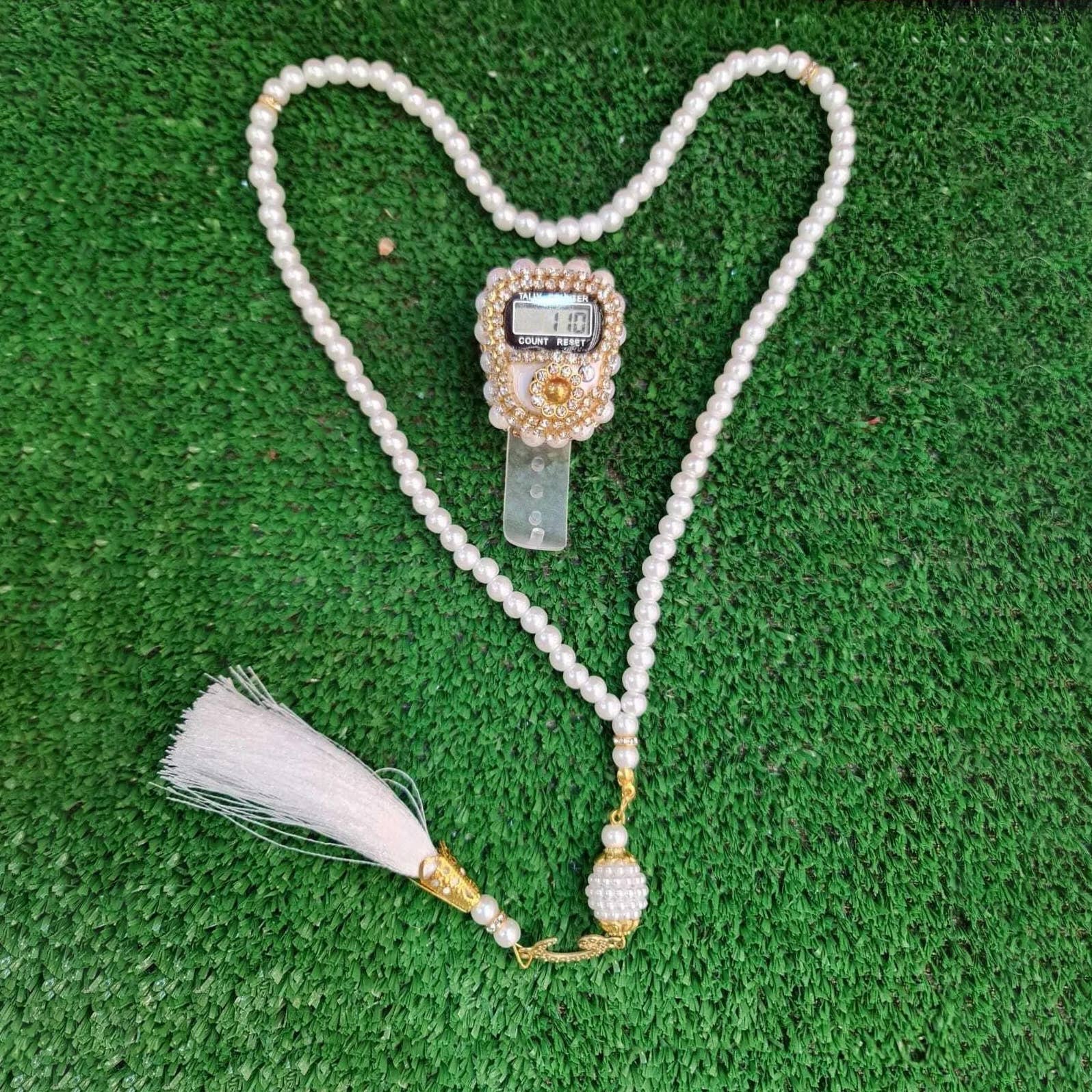 Hakan - Wholesale Jewellery set - Stone Pearl Rosary Digital Zikr Tasbih Islam Gift Set of 22