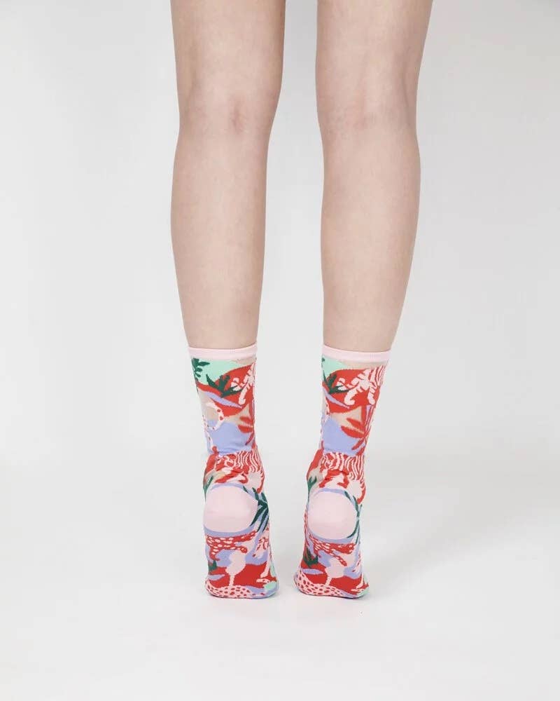 PAPERSELF - Wholesale Socks - Women's - Leopard Jungle Sheer Socks - Pink2