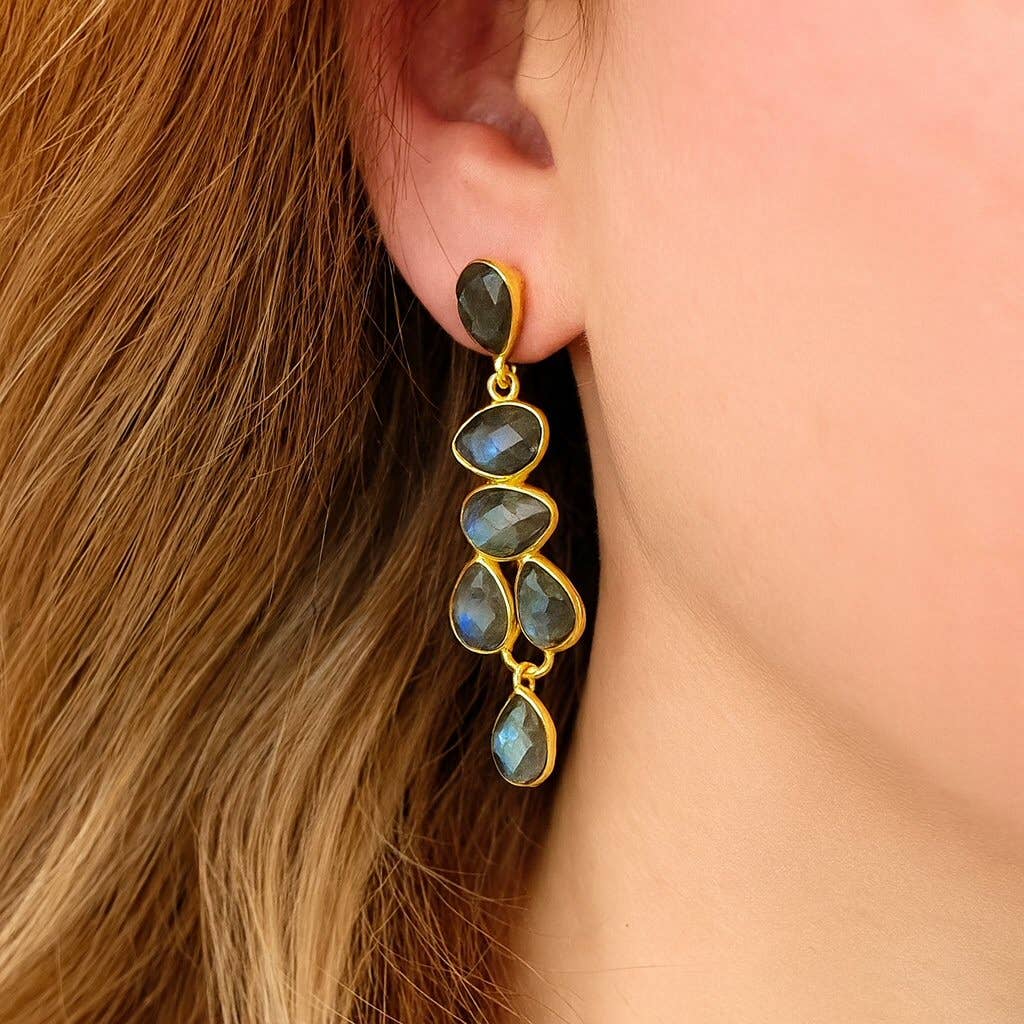 Augusta Jewellery – wholesale Dangle earrings – Labradorite Raindrop Earrings1