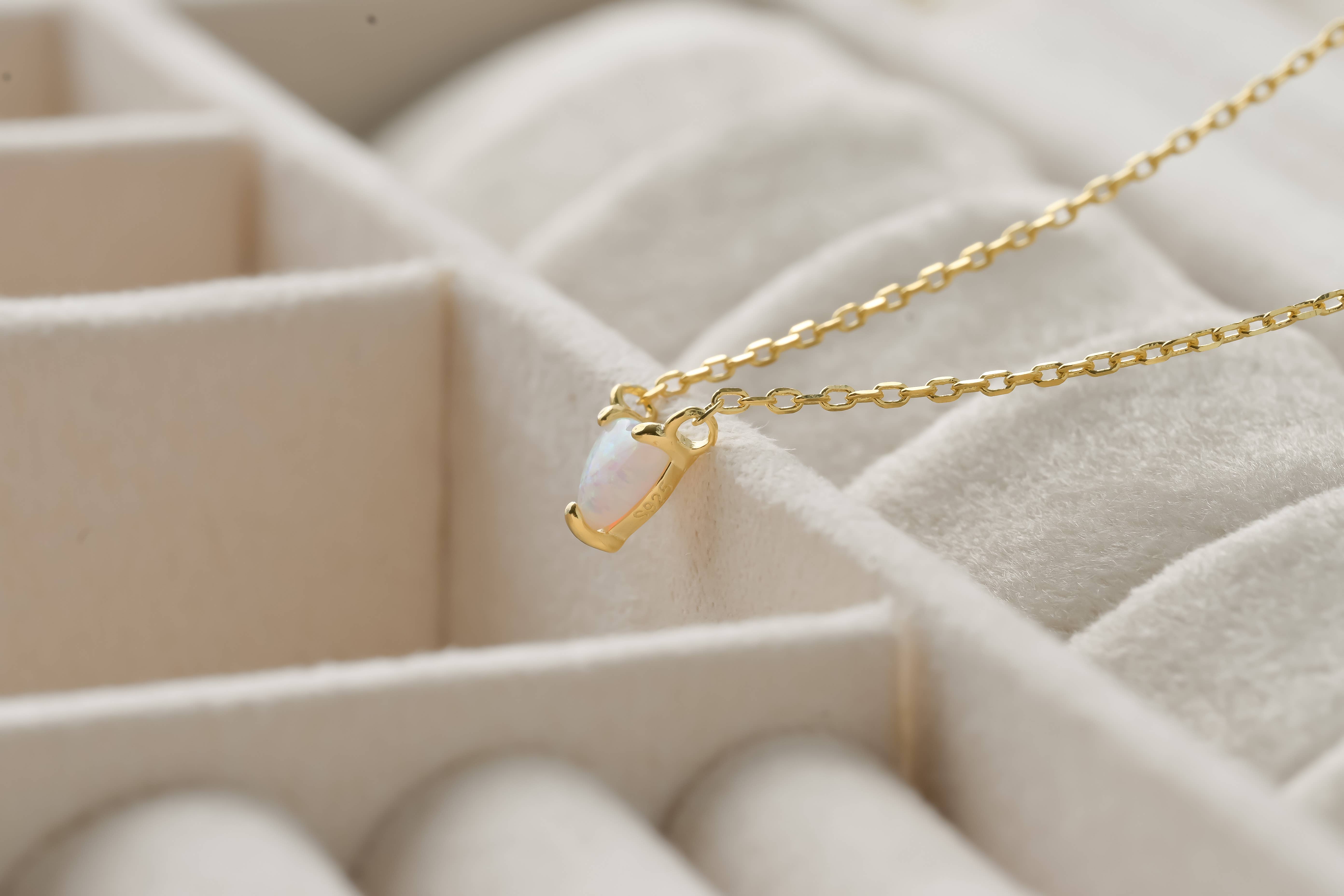 Blueyejewelry - Venta al por mayor Collares con colgantes/abalorios - Collar de plata 925 con forma de corazón y ópalo, collar con forma de corazón minúsculo9