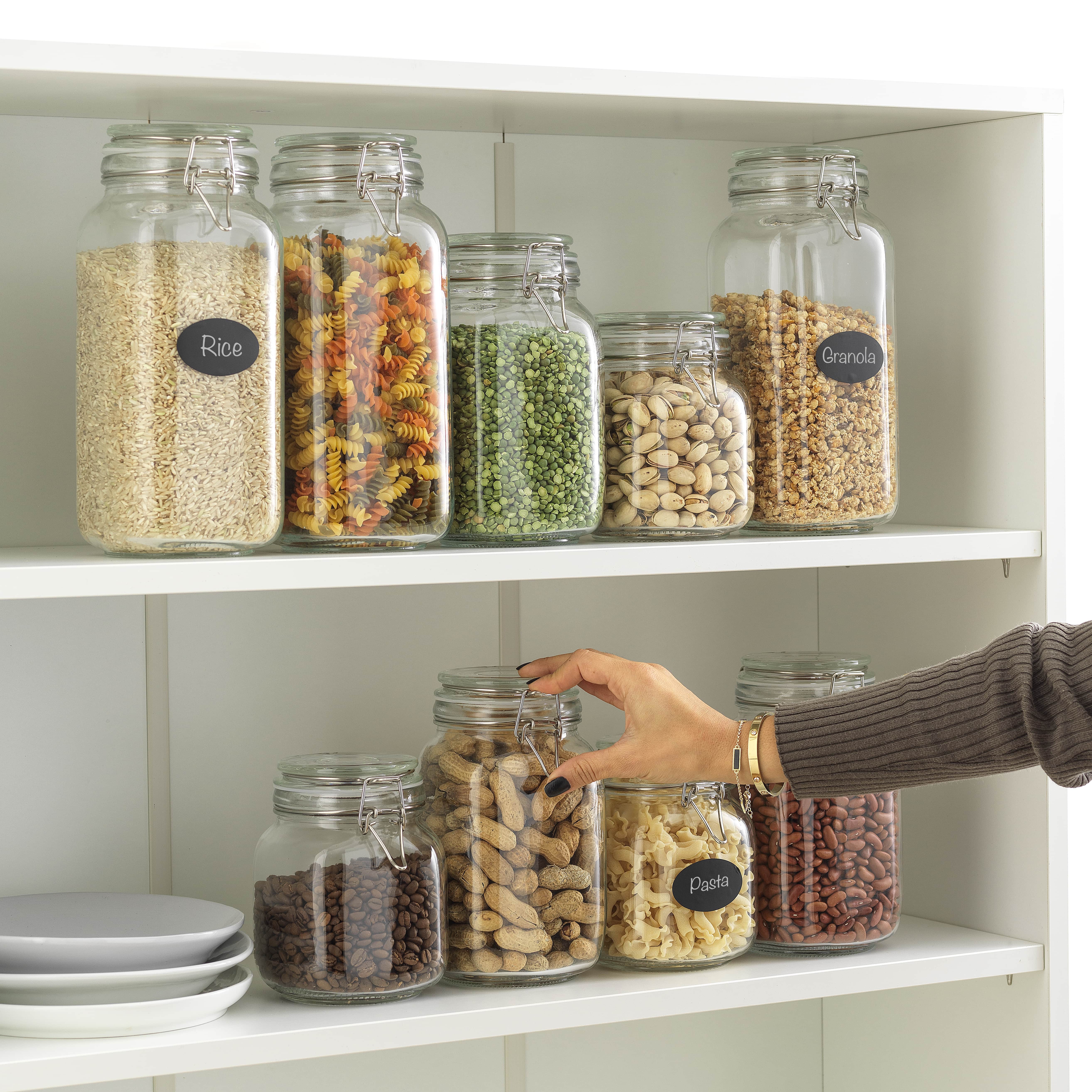 JoyJolt - Wholesale Voedselopslagcontainer - Glazen voorraadpot met luchtdichte sluiting - Set van 37