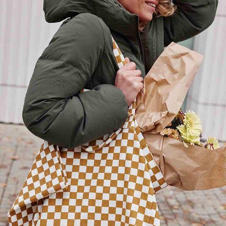 Rose in April - Wholesale Tote Bag - Women's - ELISA TOTE BAG CHECKERBOARD CARAMEL
