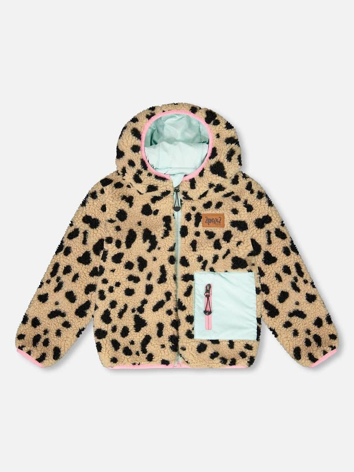 Veste Sherpa Réversible Mi-Saison Léopard pour la vente par Deux par Deux