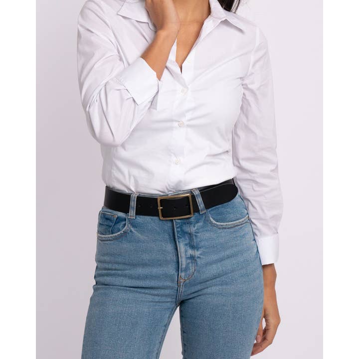 Amsterdam Heritage Leather Belts, Bags, Jackets & Apparel - Wholesale Belt - Women's - May | Gold Buckle Casual Full Grain Leather Belt Women1