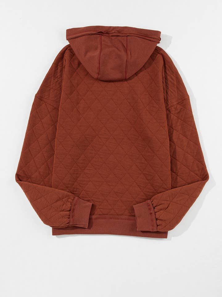 Suhkasana - Wholesale Hoodie - Women's - Chestnut Quilted Patchwork Exposed Seam Hoodie3