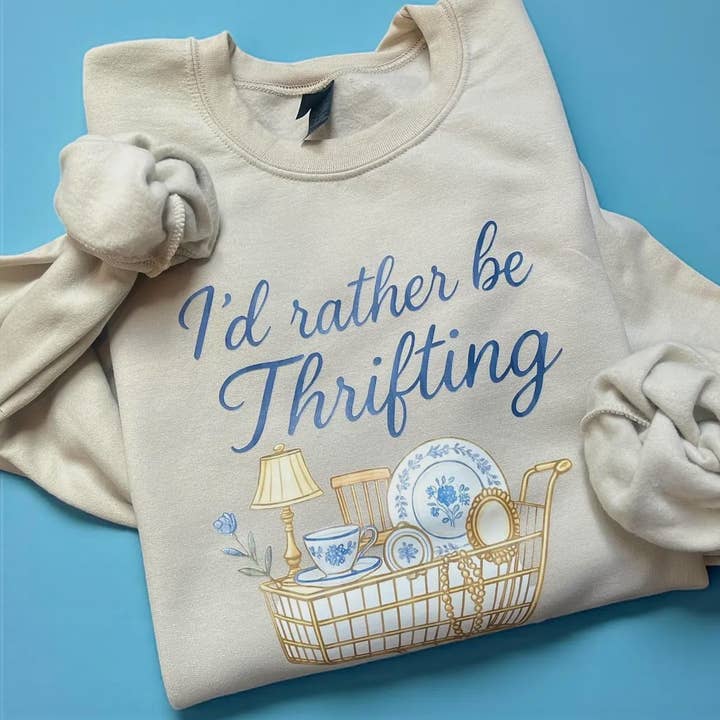 Prefiro estar a fazer compras em segunda mão sweatshirt por atacado de Southern Designs & Home Decor