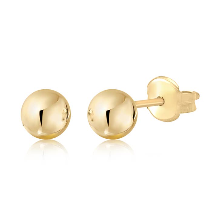 10k Gold High Polished Shiny Stud Post Sphere Round Earrings for wholesale by Massete