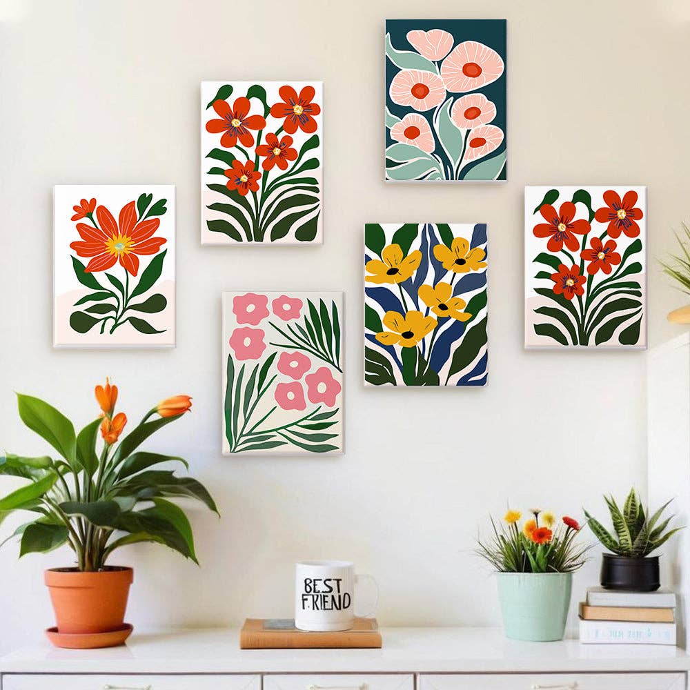 Paint Your Numbers – Großhandel Bastelset – Botanical Brights 6er-Pack Mini-Mal-nach-Zahlen-Set0