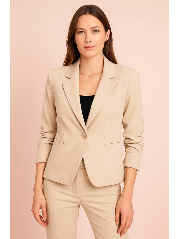 Afinity - Wholesale Blazer - Women's - Plain blazer A6077 for women with ruched sleeves11