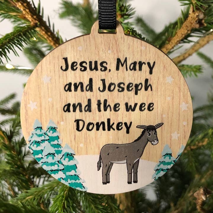 Decorazione Gesù, Maria e Giuseppe e l'asinello per la vendita all'ingrosso da parte di Alphabet Bespoke Creations