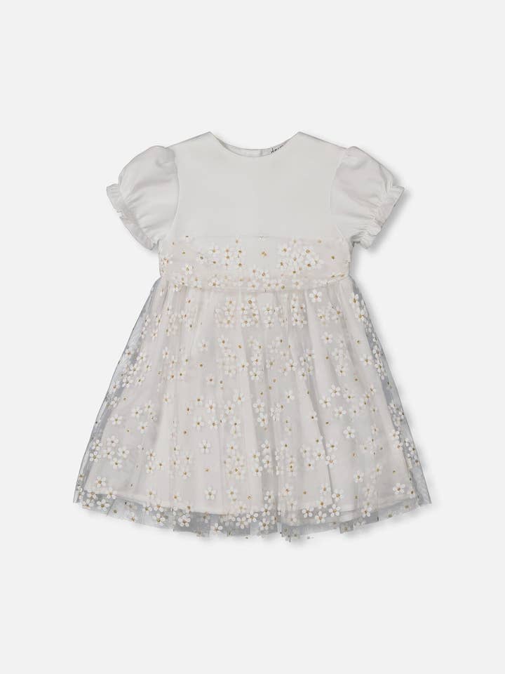 Babykjole med pufærmer hvid for engroshandel hos Deux par Deux