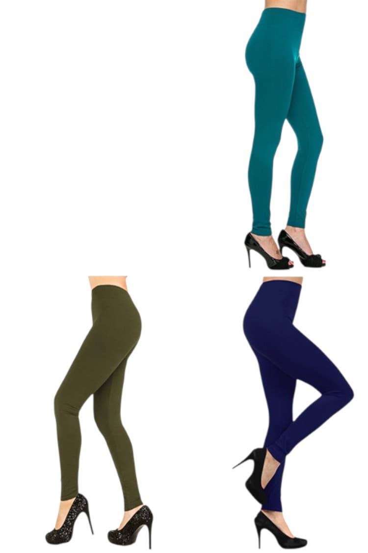Rope & Spurs - Wholesale Fashion Leggings - Women's - Solid Color Mix Pack Fleece Leggings2
