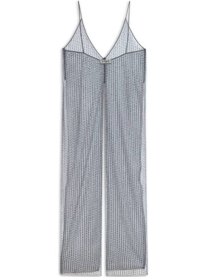 Anthracite Bead Embroidered Maxi Vest for wholesale by NOCTURNE