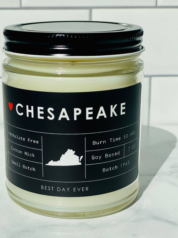 Chesapeake, VA Candle for wholesale by Rambling Caravan