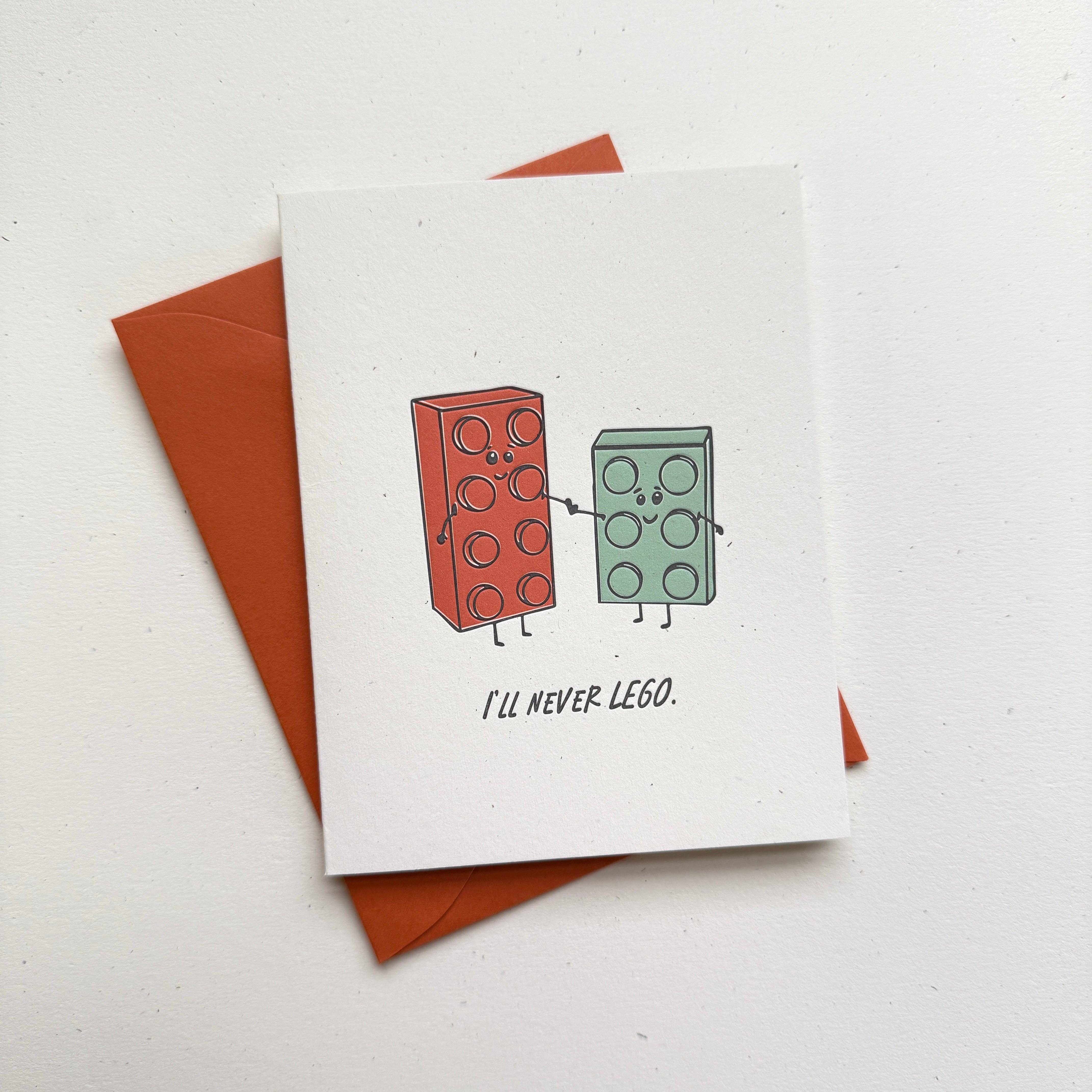 Opeful Press - Wholesale Everyday Greeting Card - I'll Never Let Go - Building Bricks Letterpressed Greeting Card6