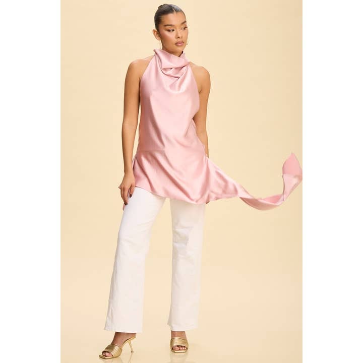 HALTER UNEVEN HEMLINE TUNIC TOP for wholesale by Luxxel