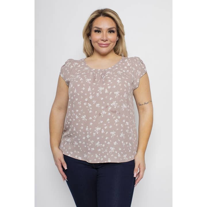 HAUT À MANCHES TULIPES À IMPRIMÉ FLORAL GRANDE TAILLE pour la vente par Curve Market