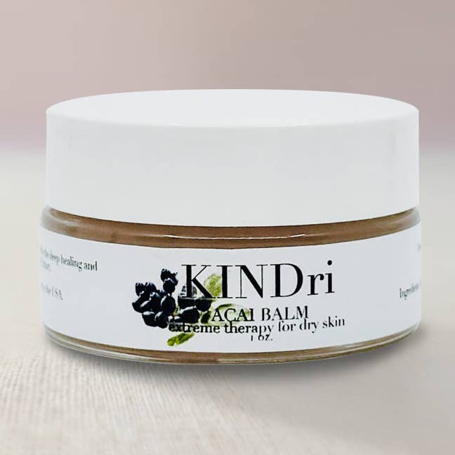 NOUVEAU ! baume extrême à l'açai pour la thérapie des peaux sèches (nouveau pot) pour la vente par KINDri Los Angeles