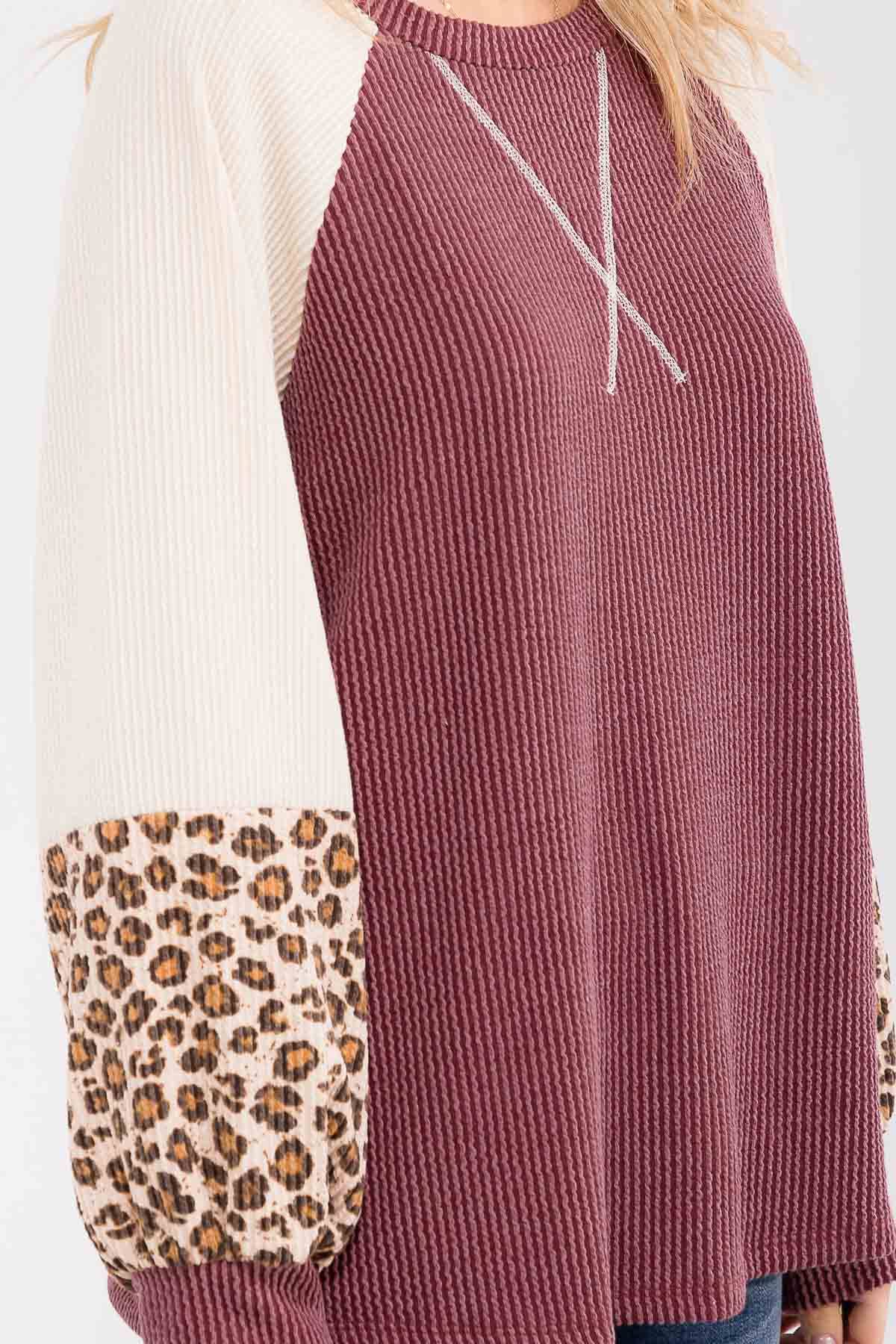 7th Ray – wholesale Knit top – Women's – Color Block Raglan Long Sleeve Pullover Top T61073