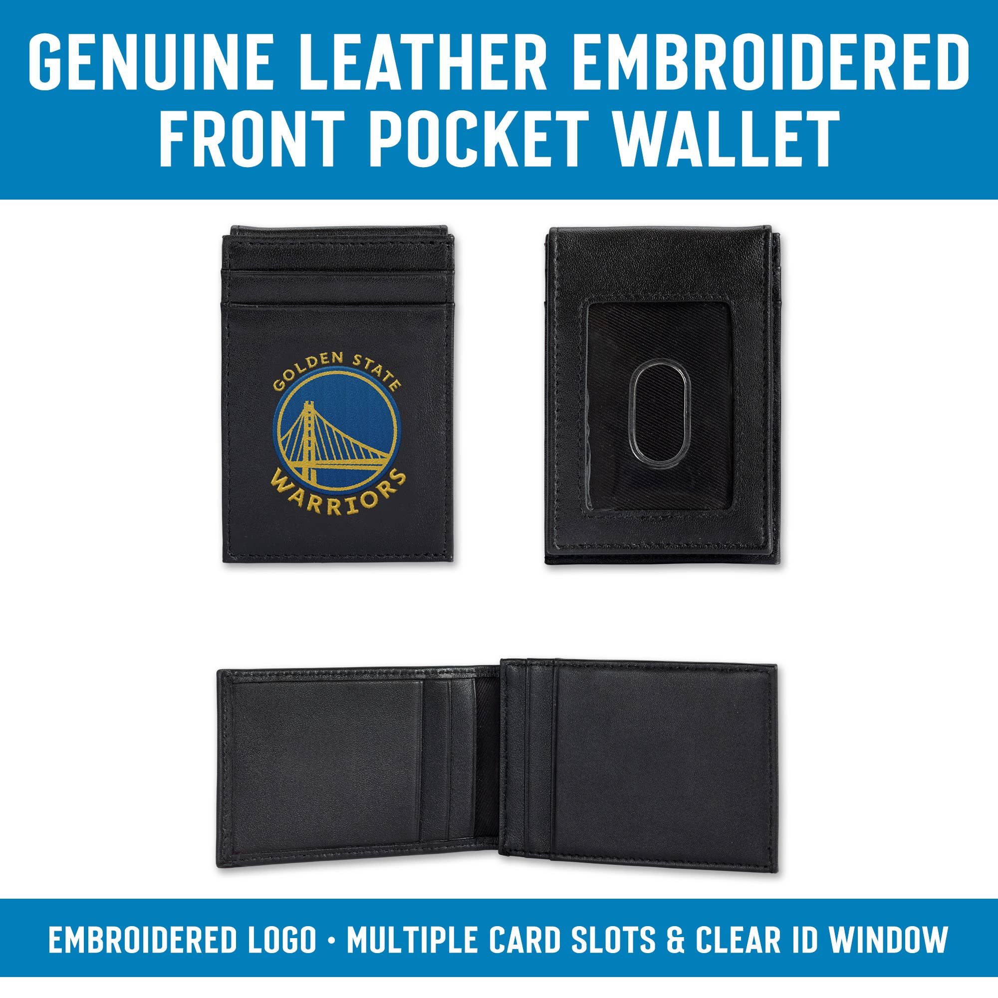 Rico Industries - Wholesale Wallet - Men's - Golden State Warriors Embroidered Front Pocket Wallet4