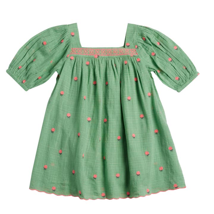 Patty Dress - Green Flowers for wholesale by Bonheur du Jour