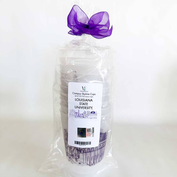 Two Funny Girls - Wholesale Disposable Cup - Shatterproof Cup 10 Pack {LSU - Skyline - Baton Rouge}2