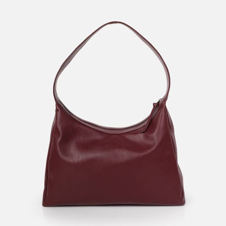 BG253B012BU - Burgundy PU handbag for wholesale by Bizou