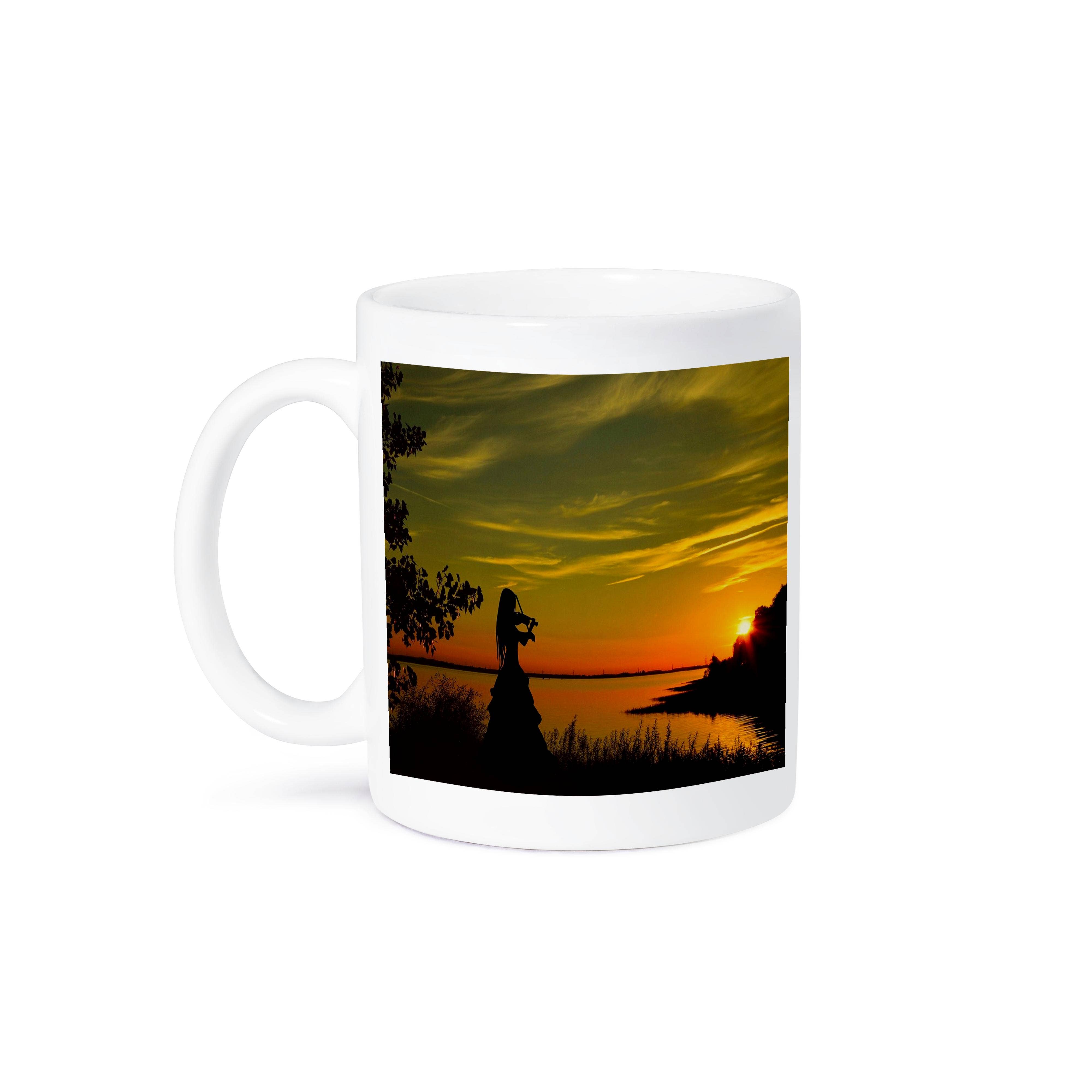3dRose - Wholesale Coffee Mug - 3dRose, Image of Beautiful Silhouette Of Gypsy Girl Playing Violin, Mug8