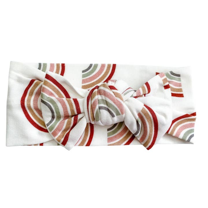 Bandeau neutre à nœud arc-en-ciel pour bébé pour la vente par Harp Angel Boutique